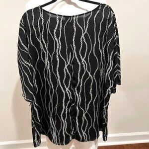Worthington Blouse Top Women's 1X Black White Chain Print Career Plus Size